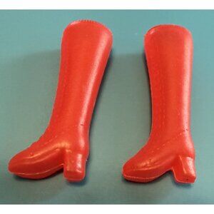 Vintage 1960s Barbie Mod Era Go Go Faux Lace Up Red Boots Hong Kong